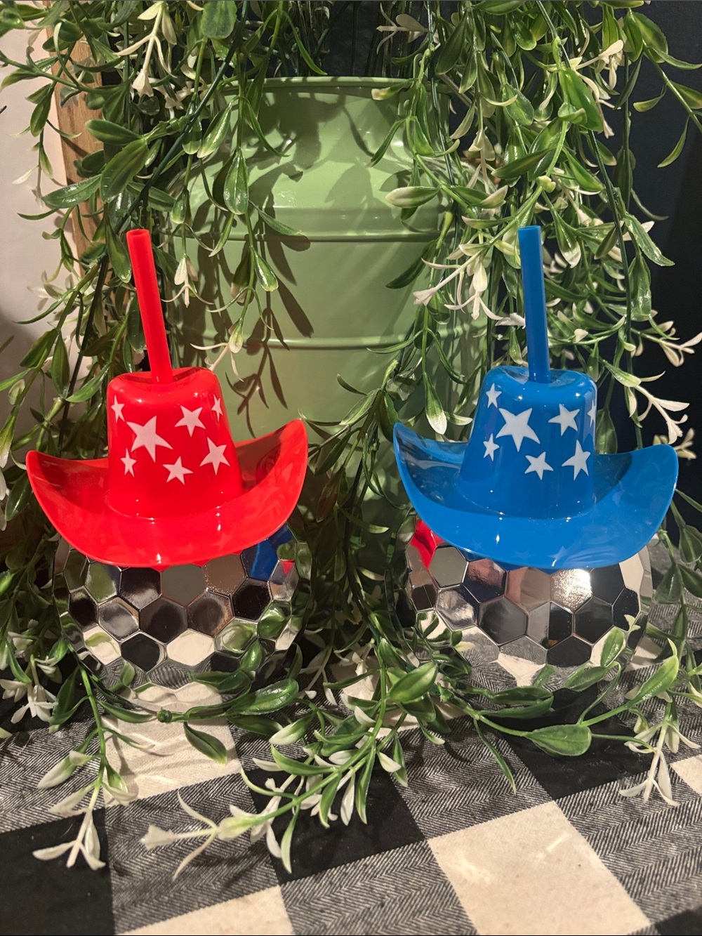 Patriotic Cowboy Hat Disco Ball Cup
